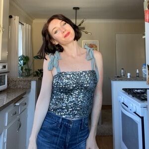 *MARCH FLASH SALE: EUC* Free People Hey Girl Sequin Cami XS